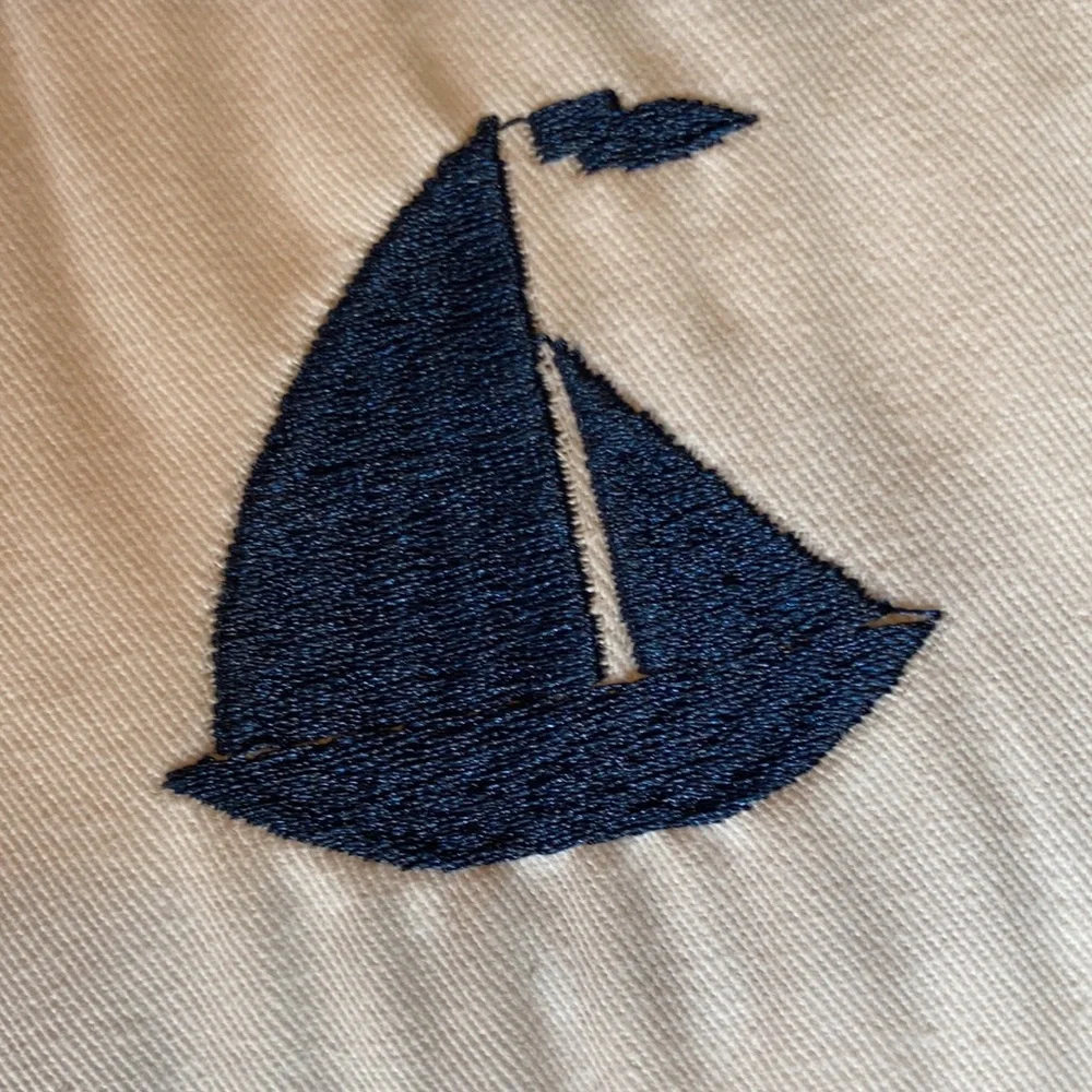 Shower Curtain - Embroidered Sailboat by Kasatex New York. Fabulous!